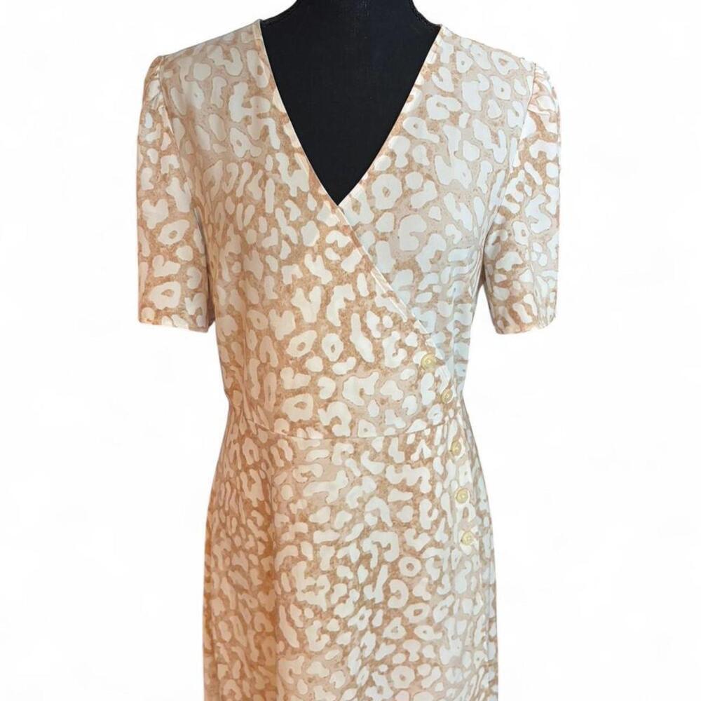 Cream and tan leopard print midi dress Size 4 - Picture 2 of 7